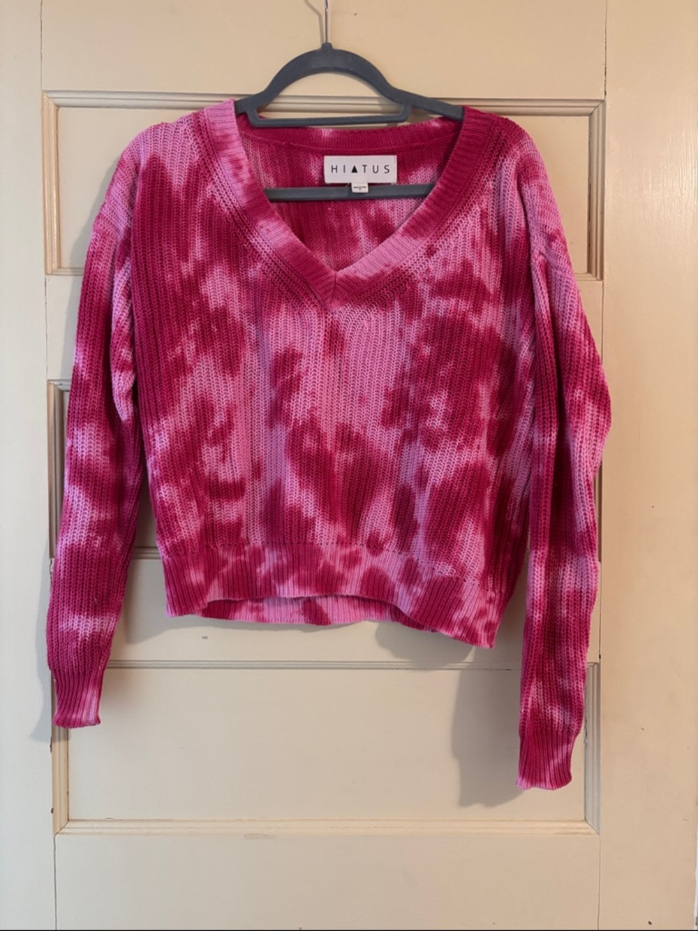Hiatus Pink Tie-Dye V-Neck Sweater - Women's